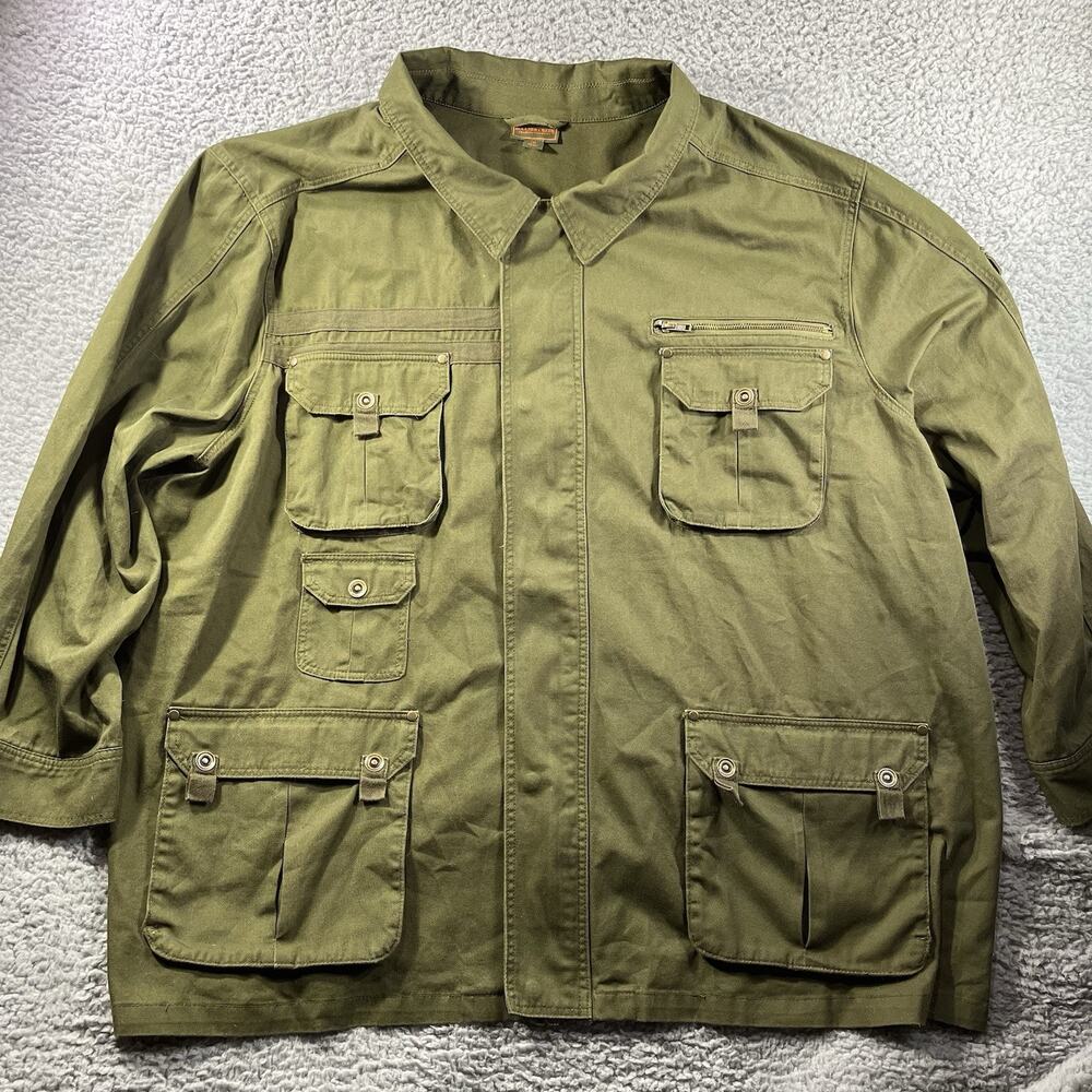 Boulder Creek Trading Co Men Green Cotton 9 Pocket Utility Field Jacket 5XL Big